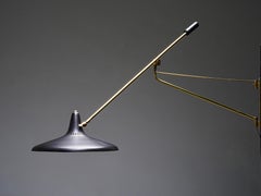 Stilnovo No 3030 Wall Light in Brass and black Metal, Italy, 1950's