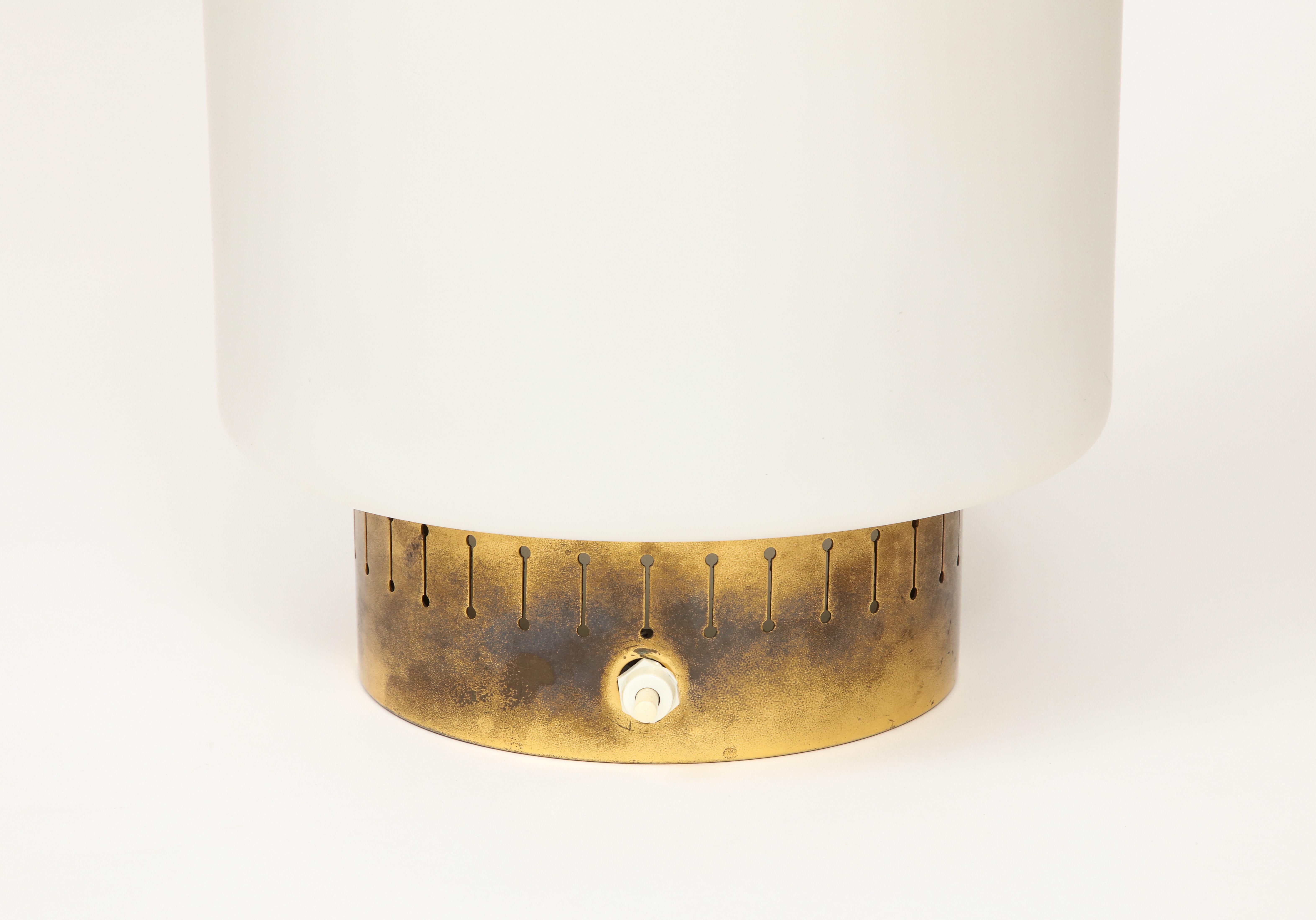Stilnovo Opaline & Brass Lamp, mod. 8055, Parchment Shade, Italy, c. 1950's For Sale 5