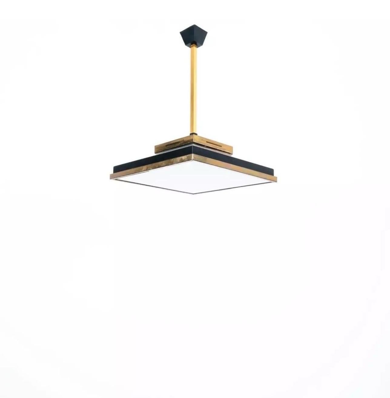 Stilnovo Opaline & Brass Pendant Light Fixture In Good Condition For Sale In New York, NY