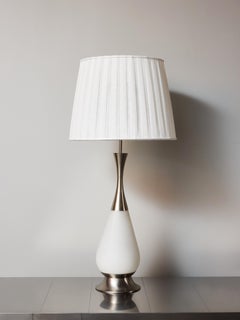 Stilnovo Opaline Glass and Brushed Steel Table Lamp