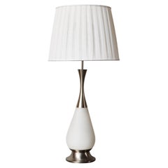 Stilnovo Opaline Glass and Brushed Steel Table Lamp