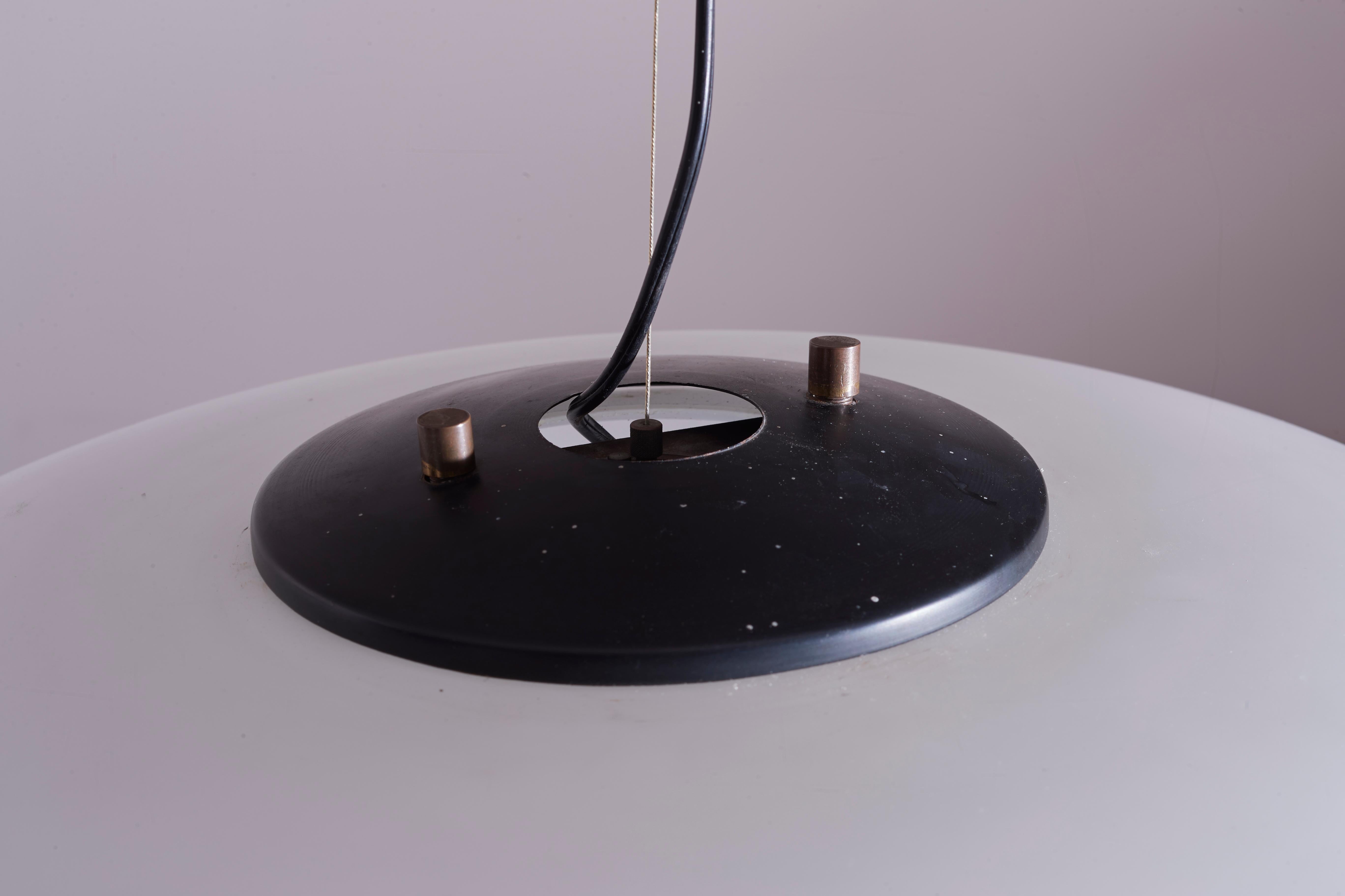 Italian Stilnovo opaline glass pendant Model 1104, Italy, 1950s For Sale