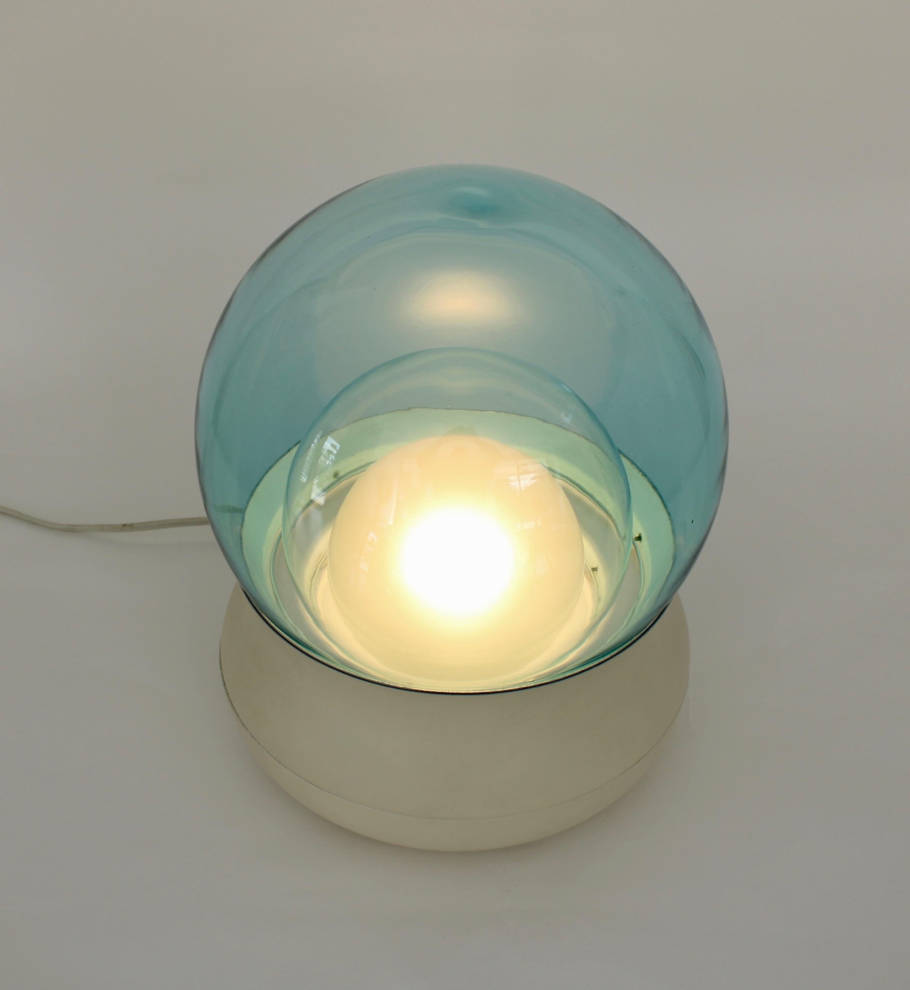 Stilnovo Orb Italian Blue Triple Dome Glass Table Lamp Model TL 278 2