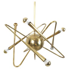 Stilnovo Orbit Chandelier Brass, Italy, 1955