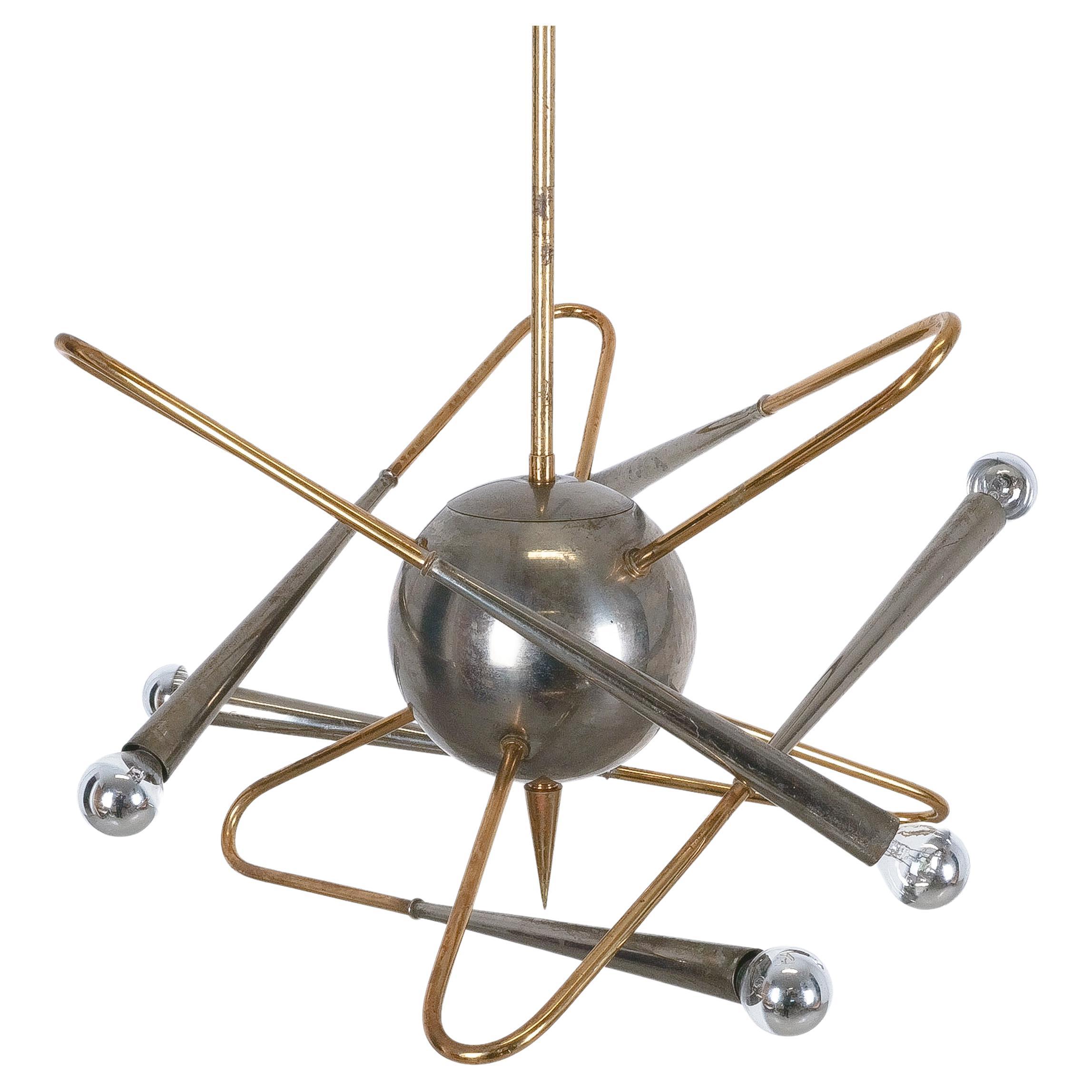 Araña Stilnovo Orbit Sputnik Latón Níquel Dos Piezas disponibles, Italia, 1955 en venta 12