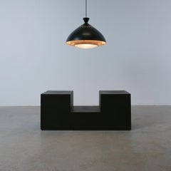 Stilnovo Original Black Shade Glass Pendant Light, Italy, 1950