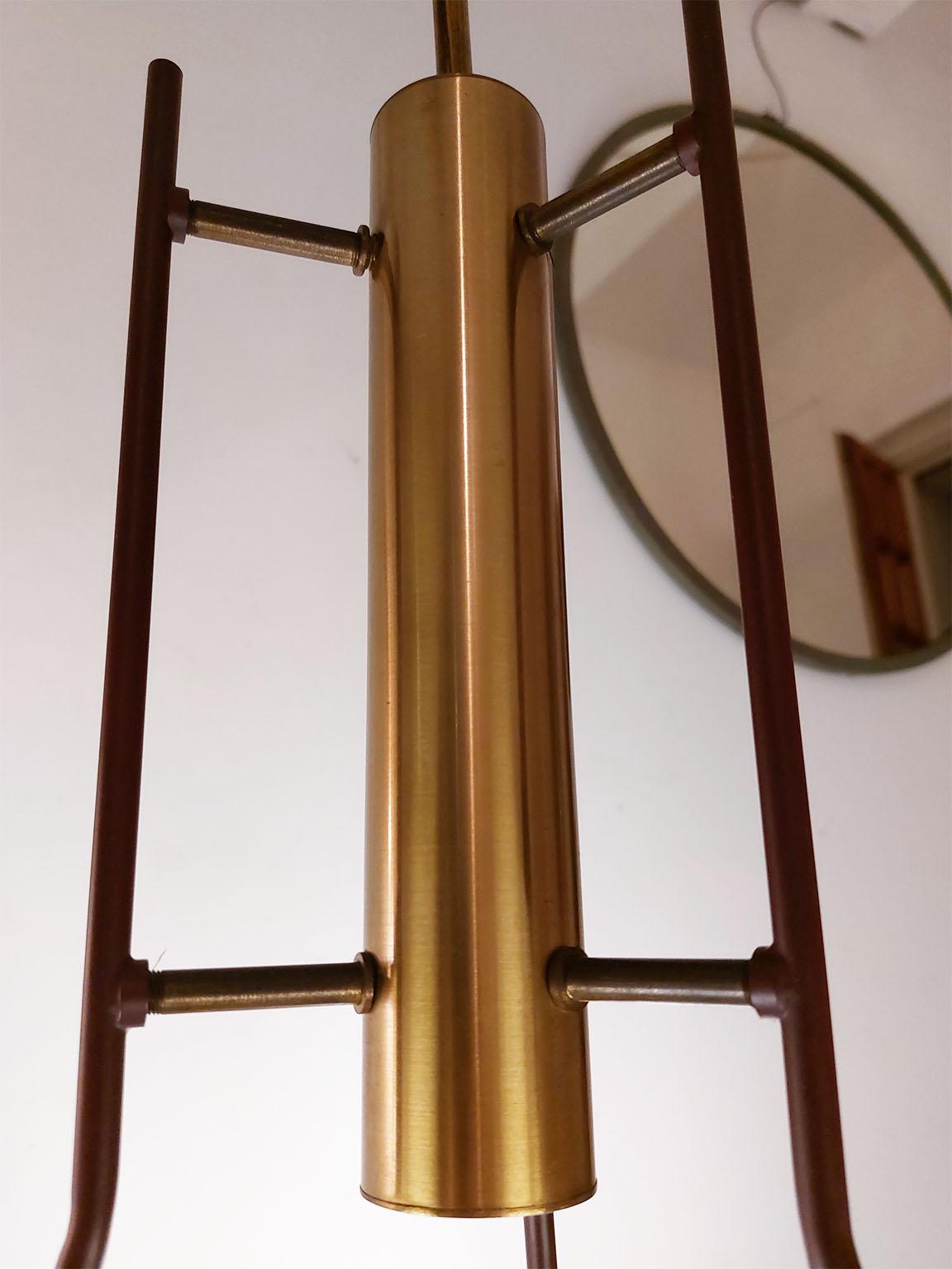Stilnovo Original Chandelier in Brass with  Glass Spheres, Milano 1955 circa 3