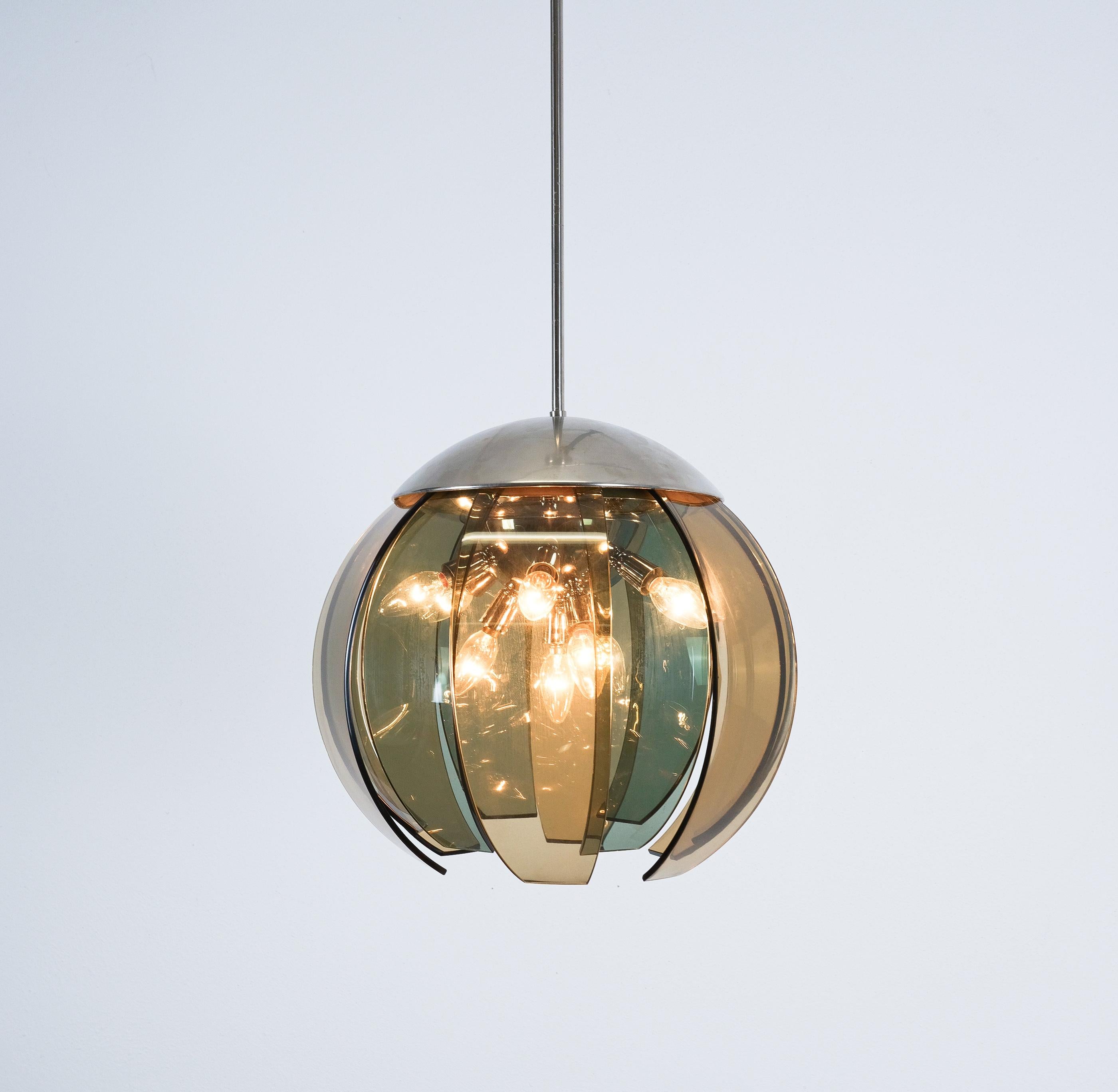 Lampadario a petali in vetro colorato originale Stilnovo, Italia, 1950 in vendita 2