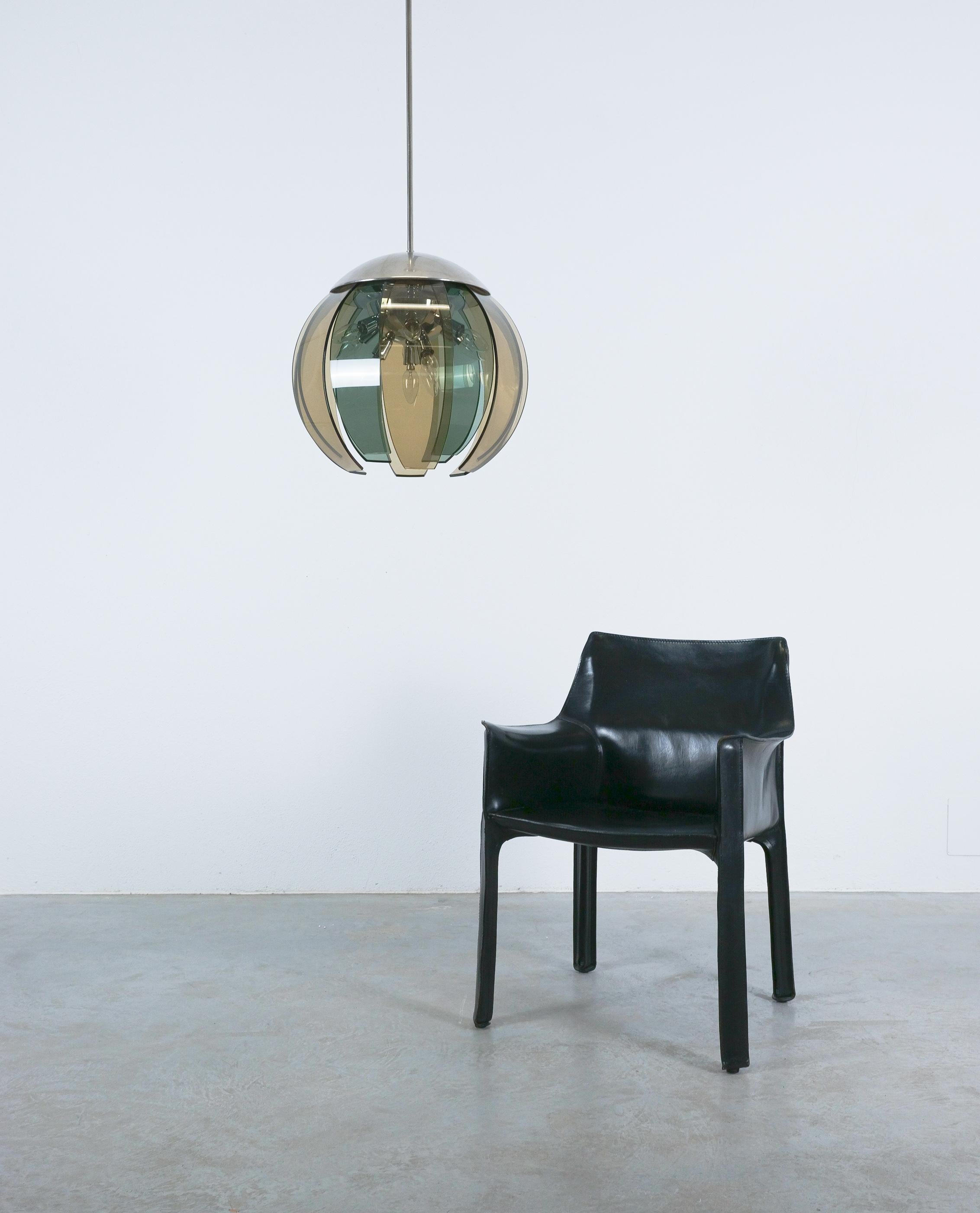 Italiano Lampadario a petali in vetro colorato originale Stilnovo, Italia, 1950 in vendita
