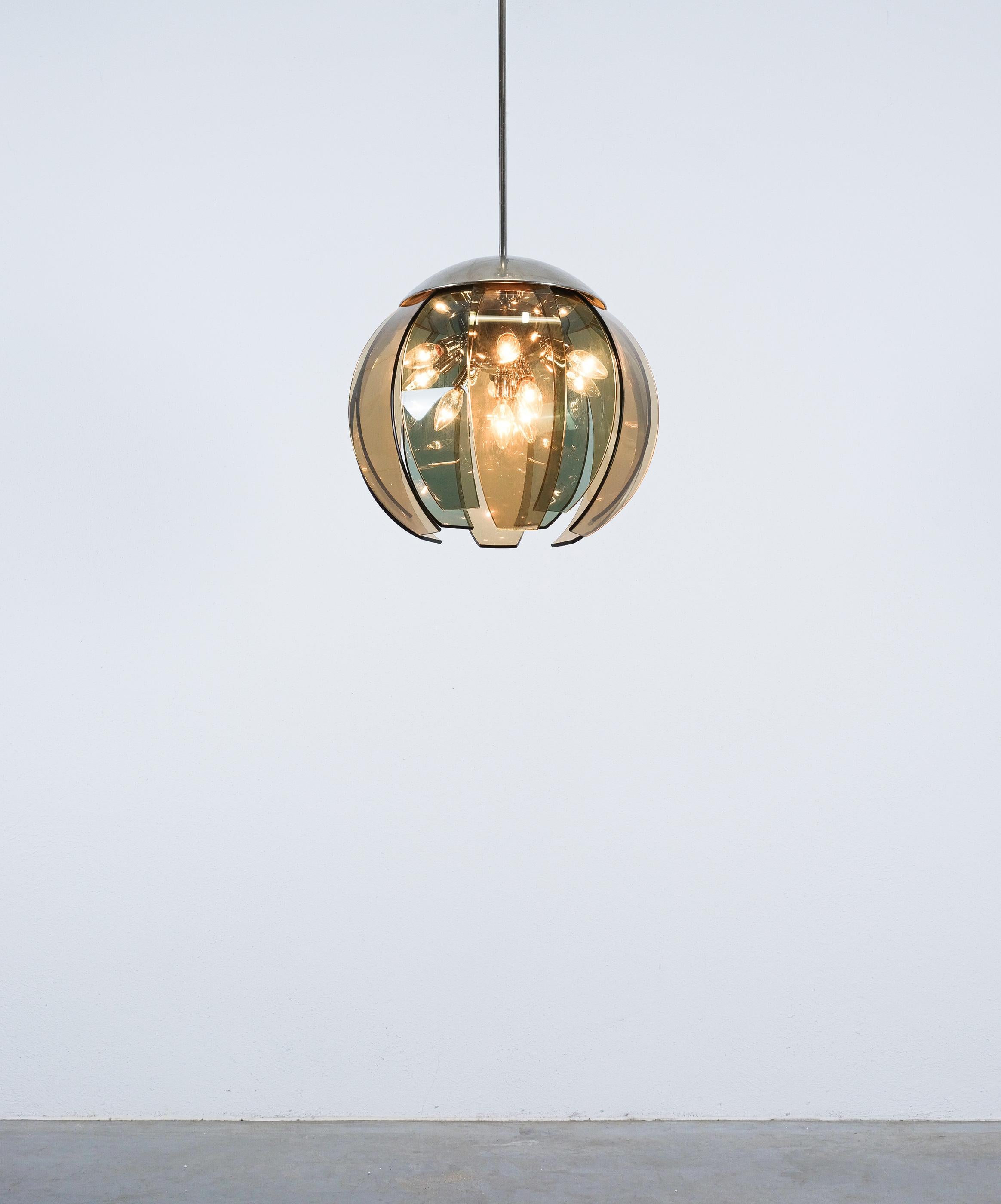 Lampadario a petali in vetro colorato originale Stilnovo, Italia, 1950 in vendita 1