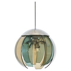 Stilnovo Original Color Glass Petal Chandelier, Italy, 1950
