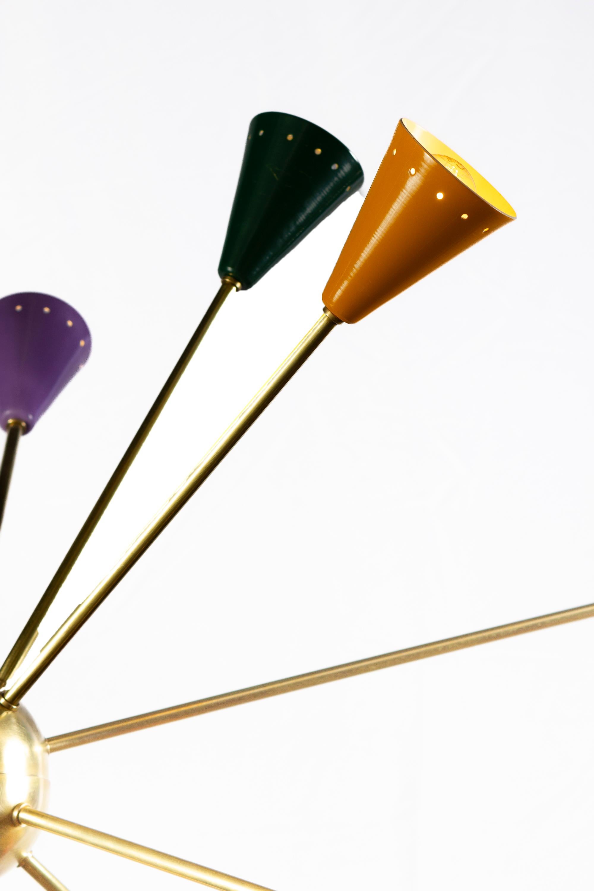 Originaler mehrfarbiger Sputnik-Kronleuchter von Stilnovo, italienisches Design der Mitte des Jahrhunderts (Italienisch) im Angebot