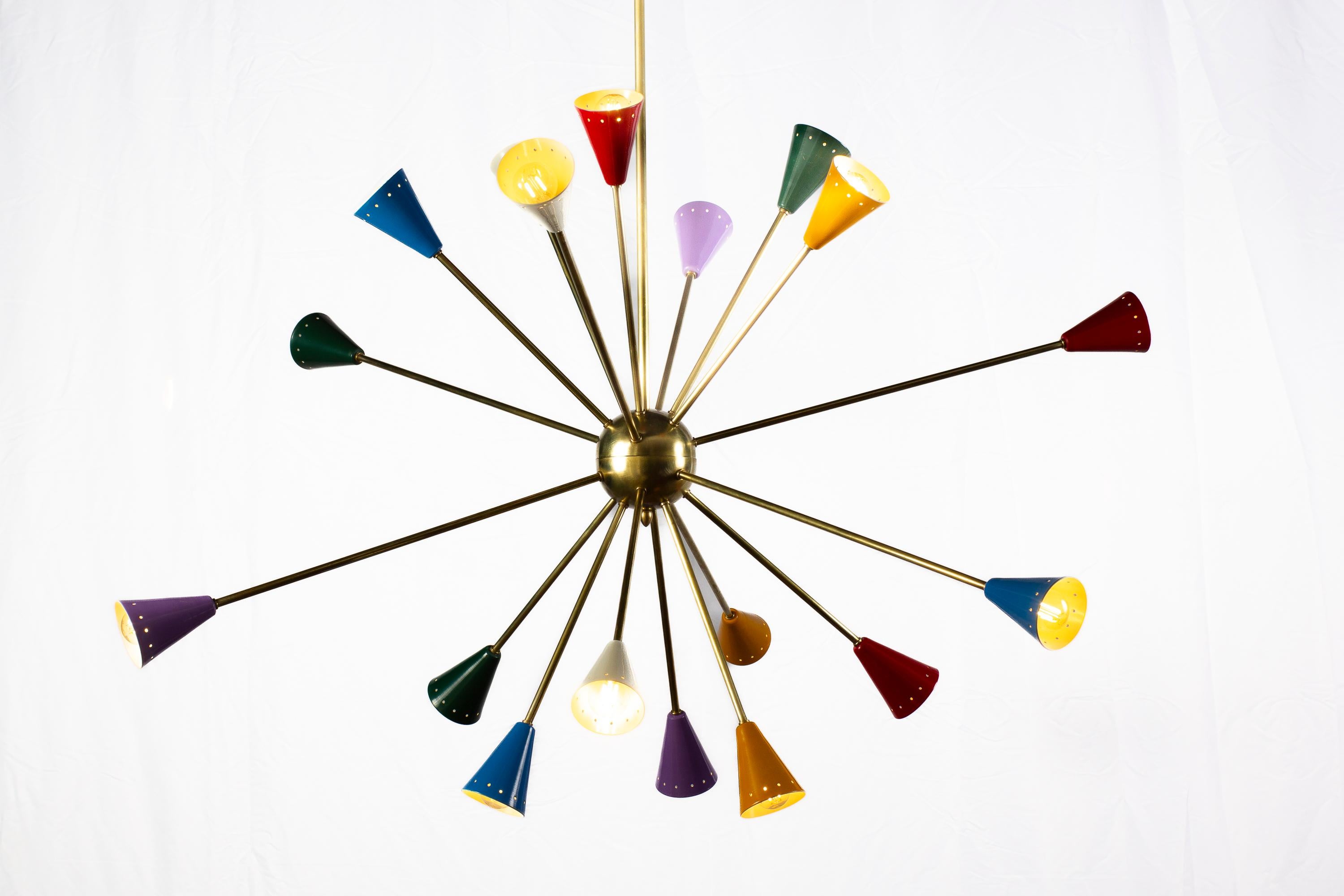 Originaler mehrfarbiger Sputnik-Kronleuchter von Stilnovo, italienisches Design der Mitte des Jahrhunderts im Angebot 1