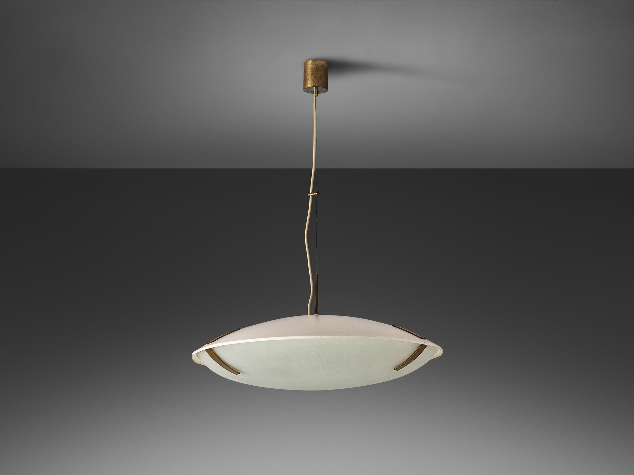 Pendente Stilnovo '1140' in alluminio, ottone e vetro in vendita 3