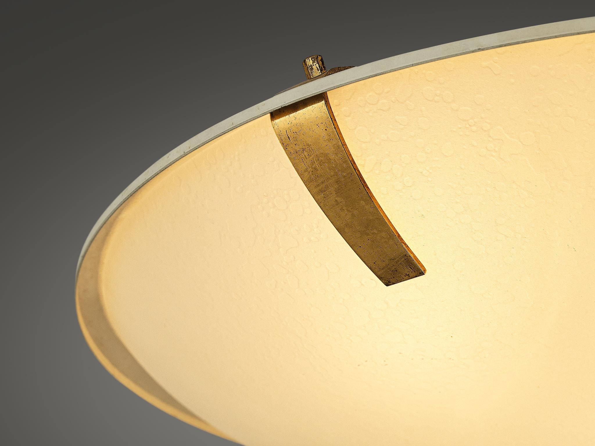 Stilnovo Pendant '1140' in Aluminium, Brass and Glass  In Good Condition For Sale In Waalwijk, NL