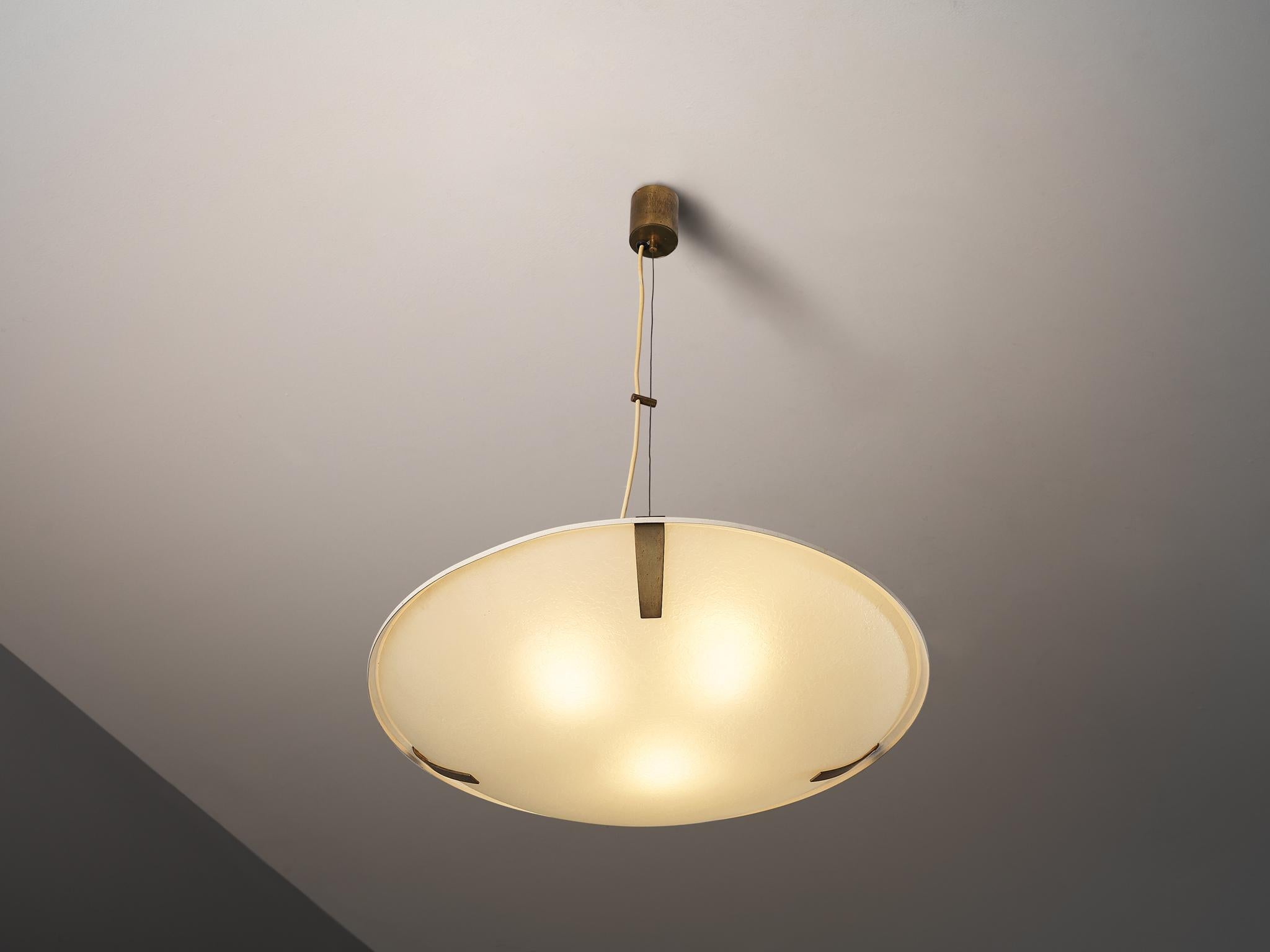Pendente Stilnovo '1140' in alluminio, ottone e vetro in vendita 2