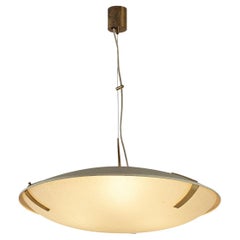 Retro Stilnovo Pendant '1140' in Aluminium, Brass and Glass 