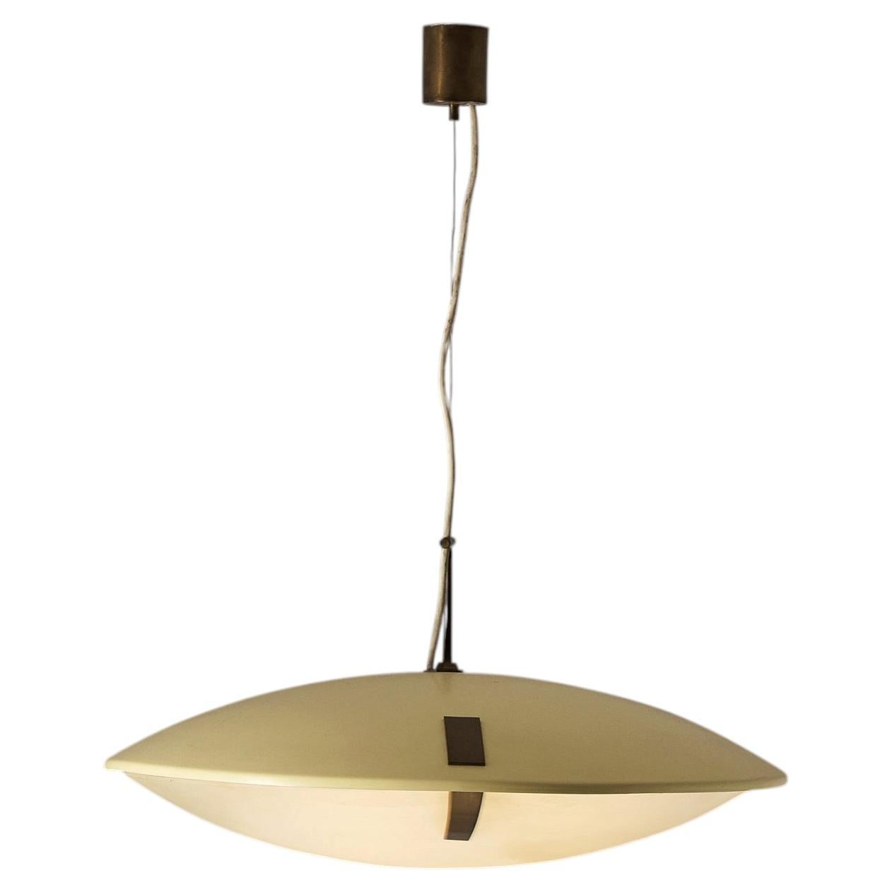 Stilnovo Pendant '1140' in Aluminium, Brass and Glass
