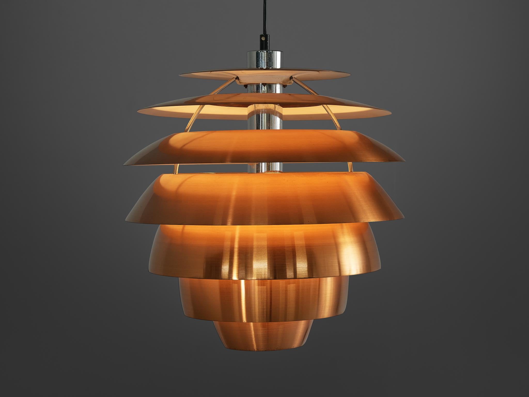 Mid-Century Modern Stilnovo Pendant in Brushed Copper