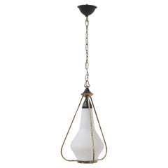 Pendentif Stilnovo en verre opalin Laiton