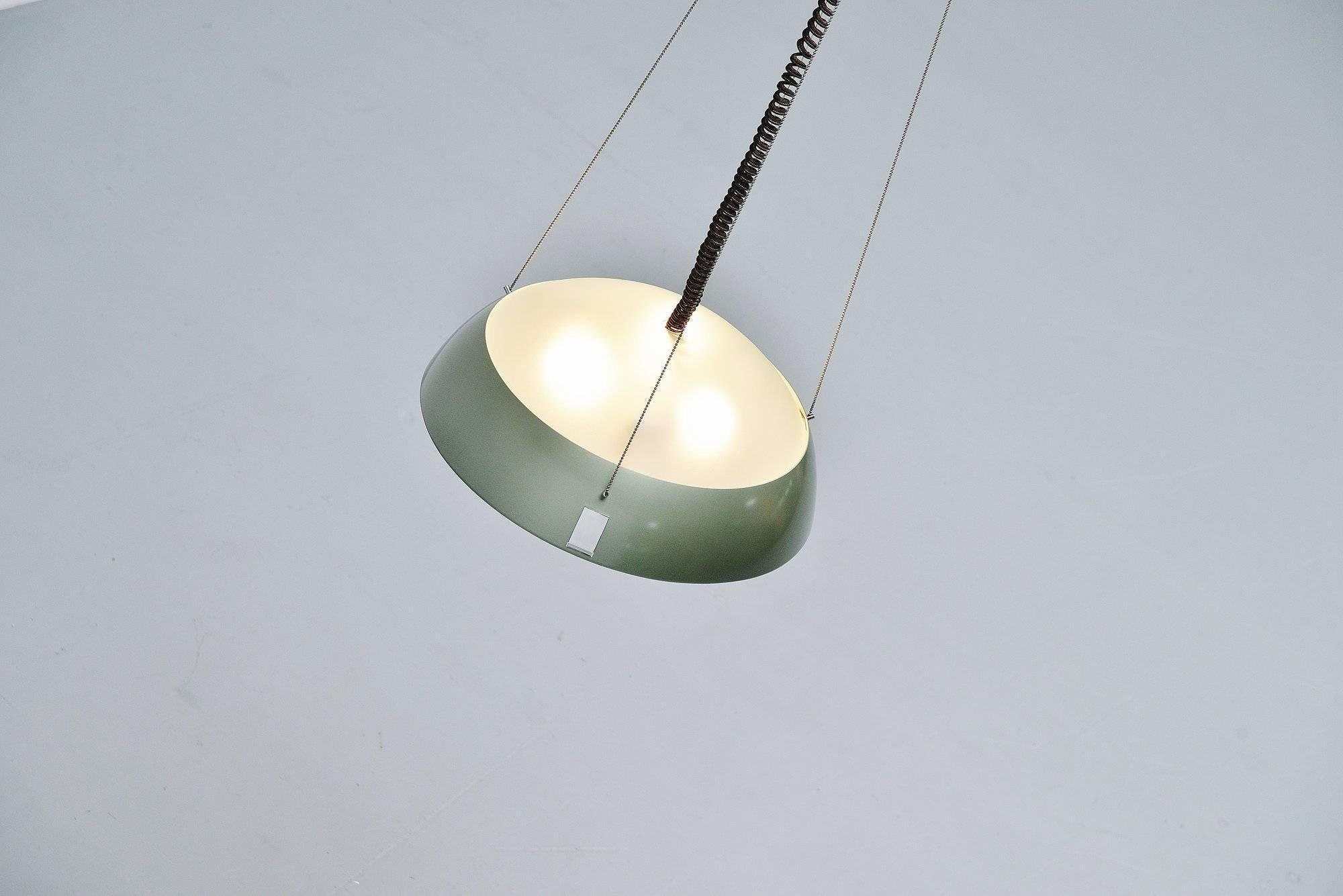 Mid-20th Century Stilnovo Pendant Lamp Chrome and Glass, Italy, 1965