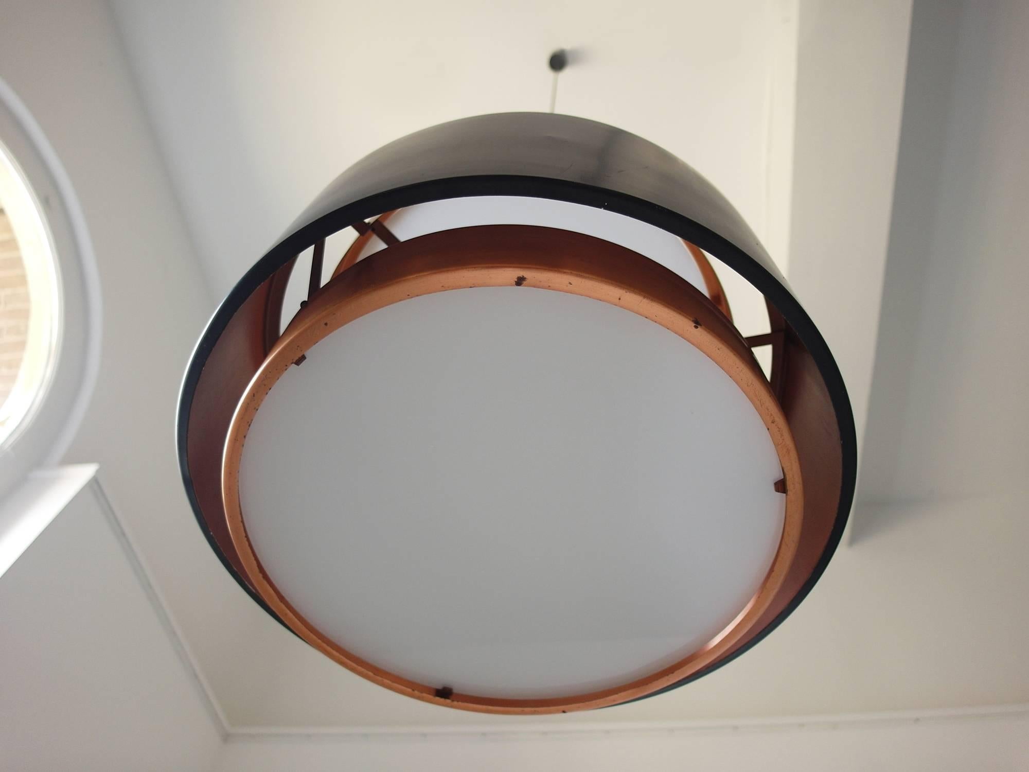 Stilnovo Pendant Lamp in Copper and Glass, Italy, circa 1958 1