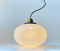 Stilnovo Pendant Lamp in Etched Satin Glass, 1960, attributed