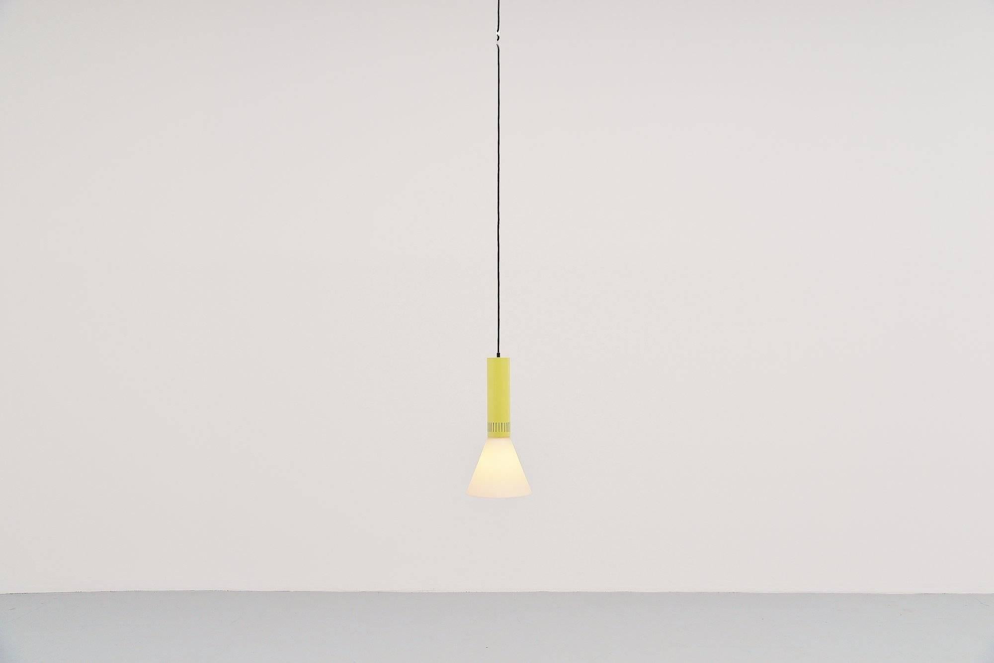 Cold-Painted Stilnovo Pendant Lamp Model 1135, Italy 1960 For Sale