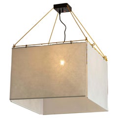 Lampe suspendue Stilnovo avec abat-jour en feutre de laine et structure métallique, Italie, années 1970.