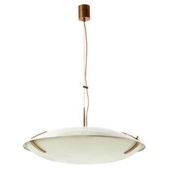 Stilnovo Pendant Light Model 1140 in Aluminum, Brass and Glass, Italy, 1960s