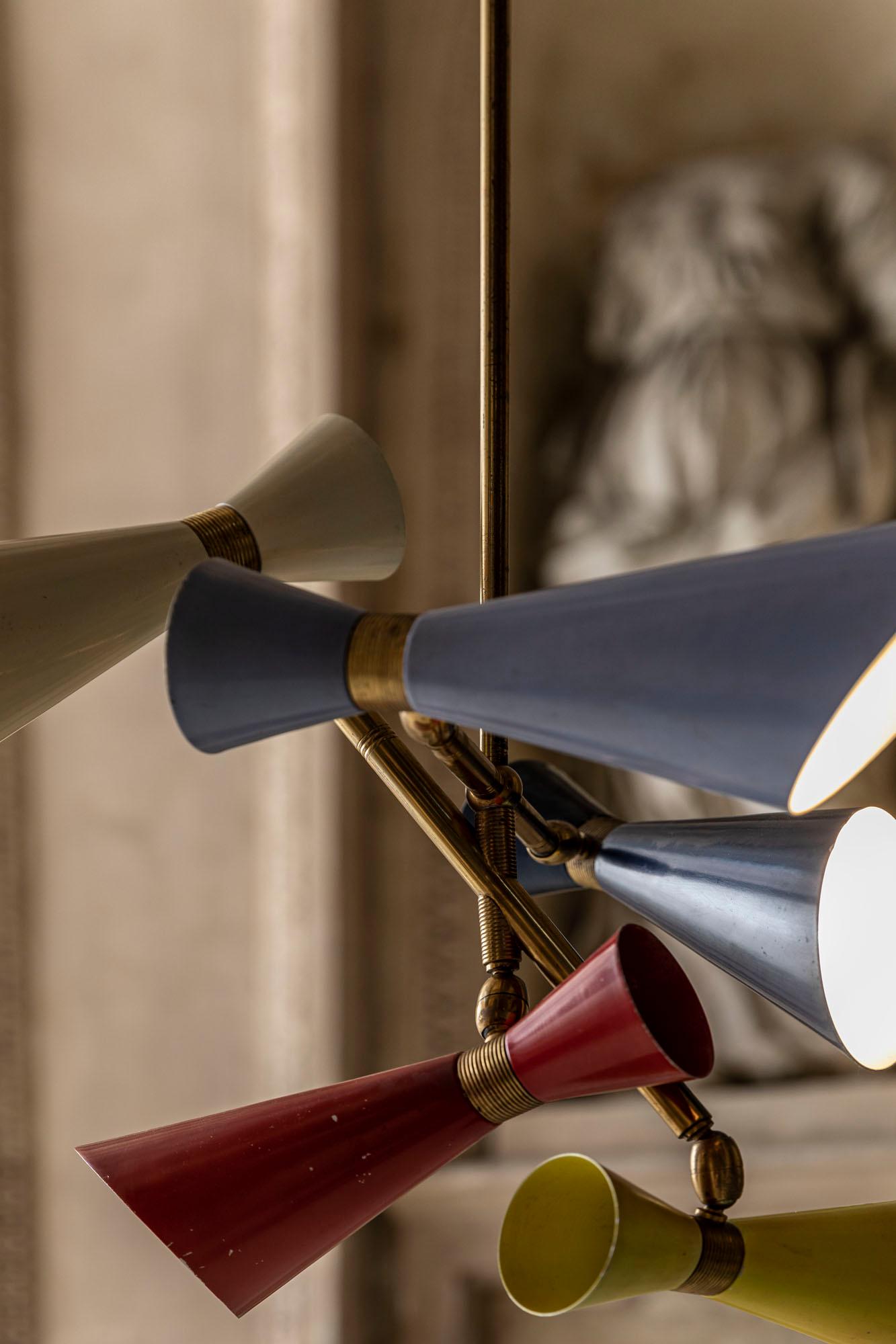Stilnovo Pendant with Five Lights In Excellent Condition In Piacenza, Italy