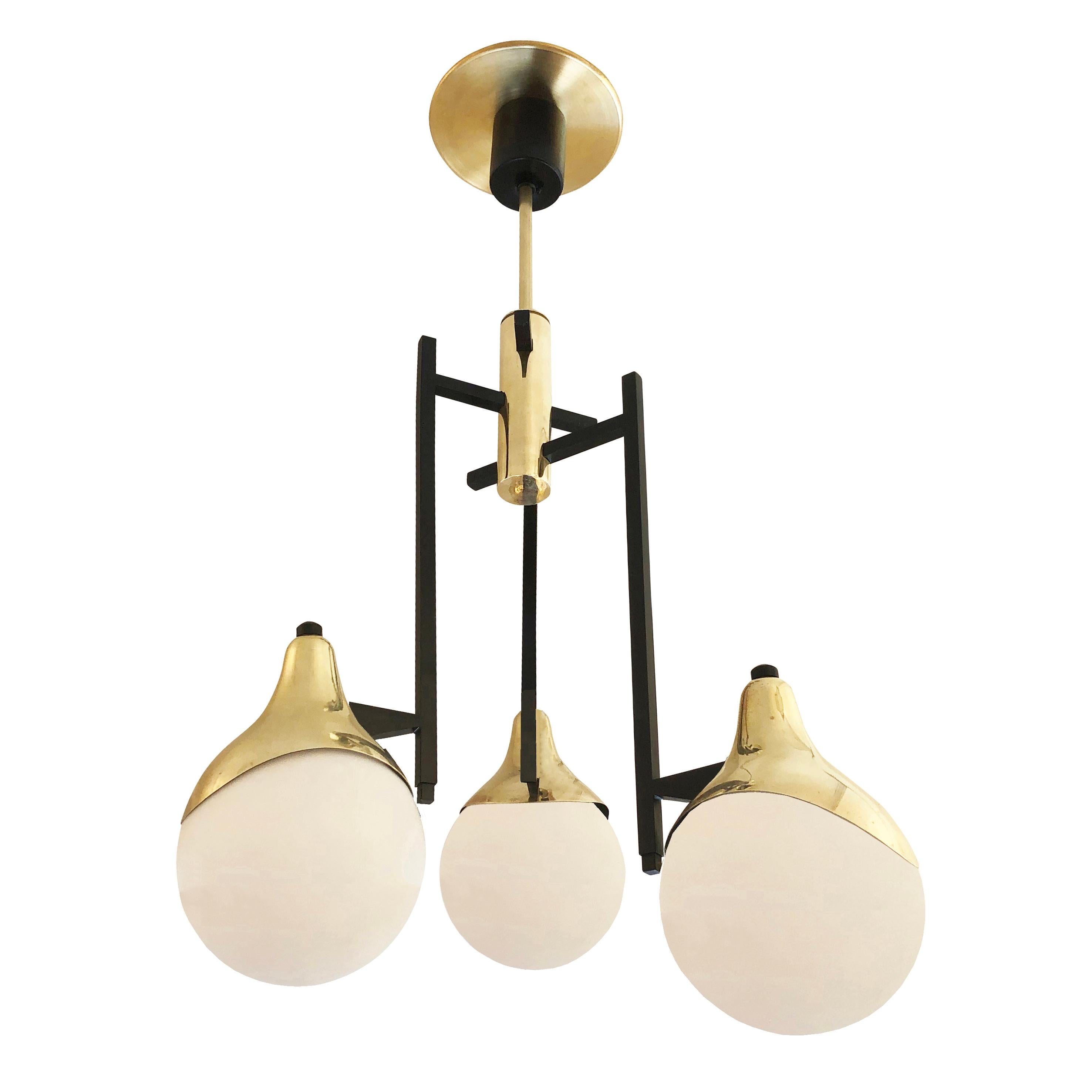 Mid-Century Modern Stilnovo Style Pendant with Three Globes