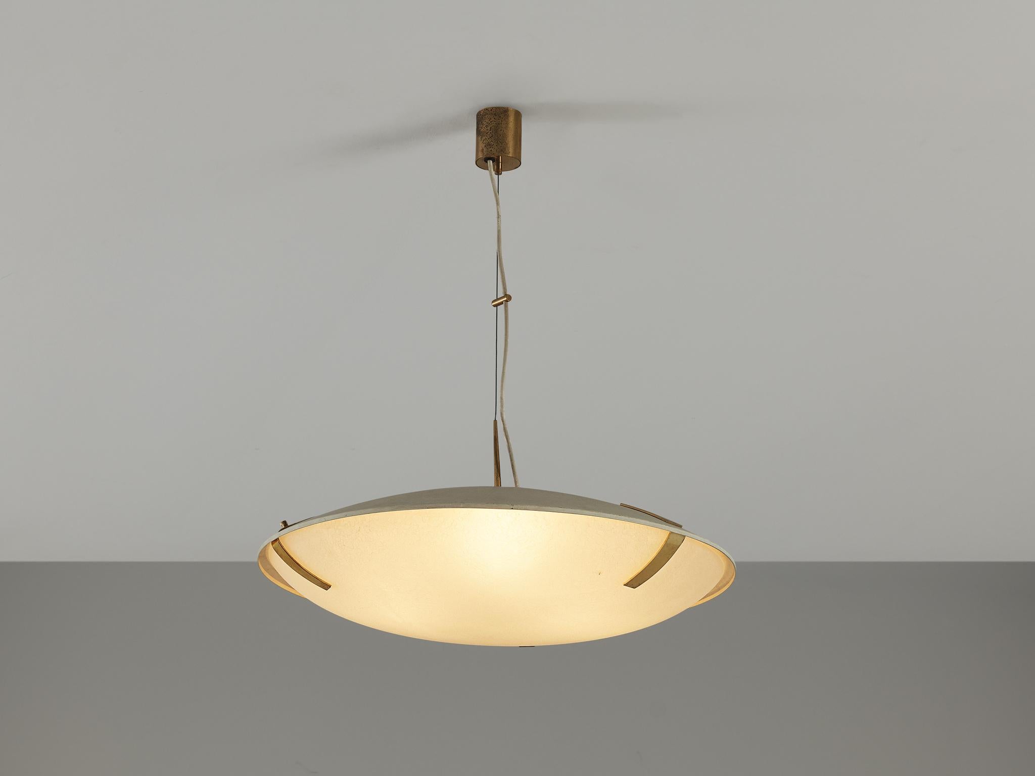 Mid-20th Century Stilnovo Pendants '1140' in Aluminium, Brass and Glass 