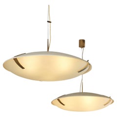 Stilnovo Pendants '1140' in Aluminium, Brass and Glass 