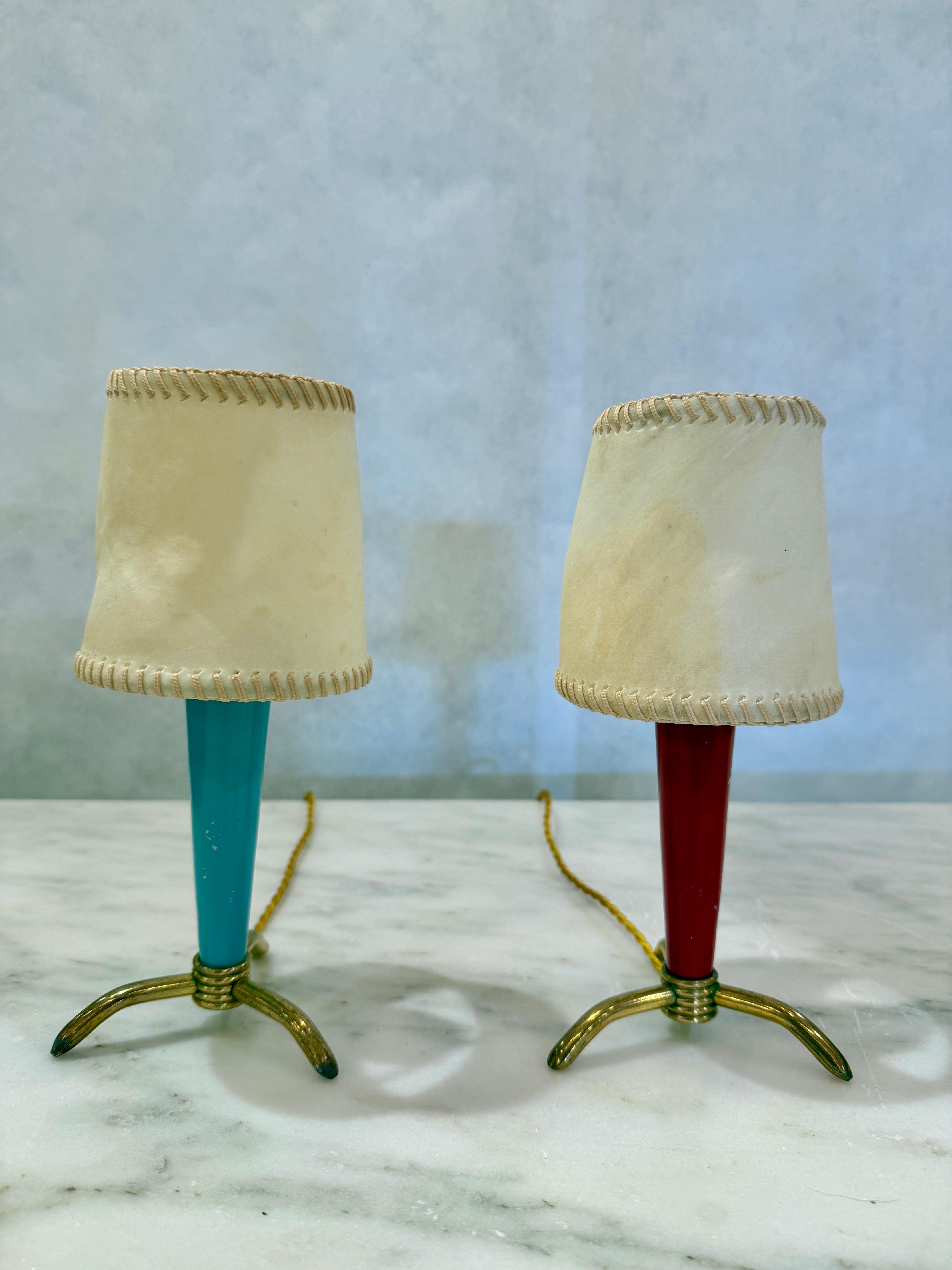 Stilnovo Petite Table Lamps w/ Hand-Stitched Parchment Shades, Pair For Sale 5