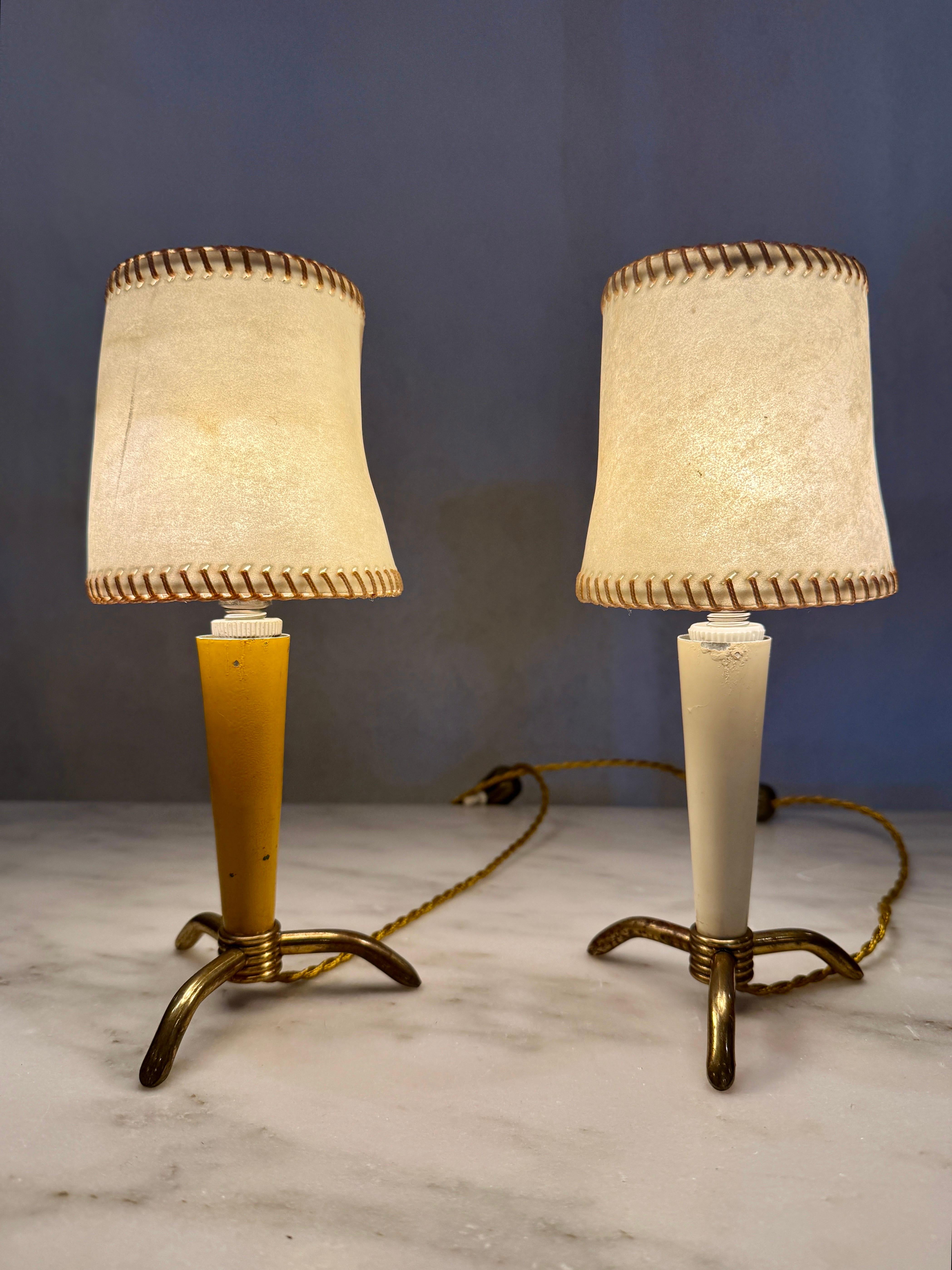 Stilnovo Petite Table Lamps w/ Hand-Stitched Parchment Shades, Pair For Sale 6
