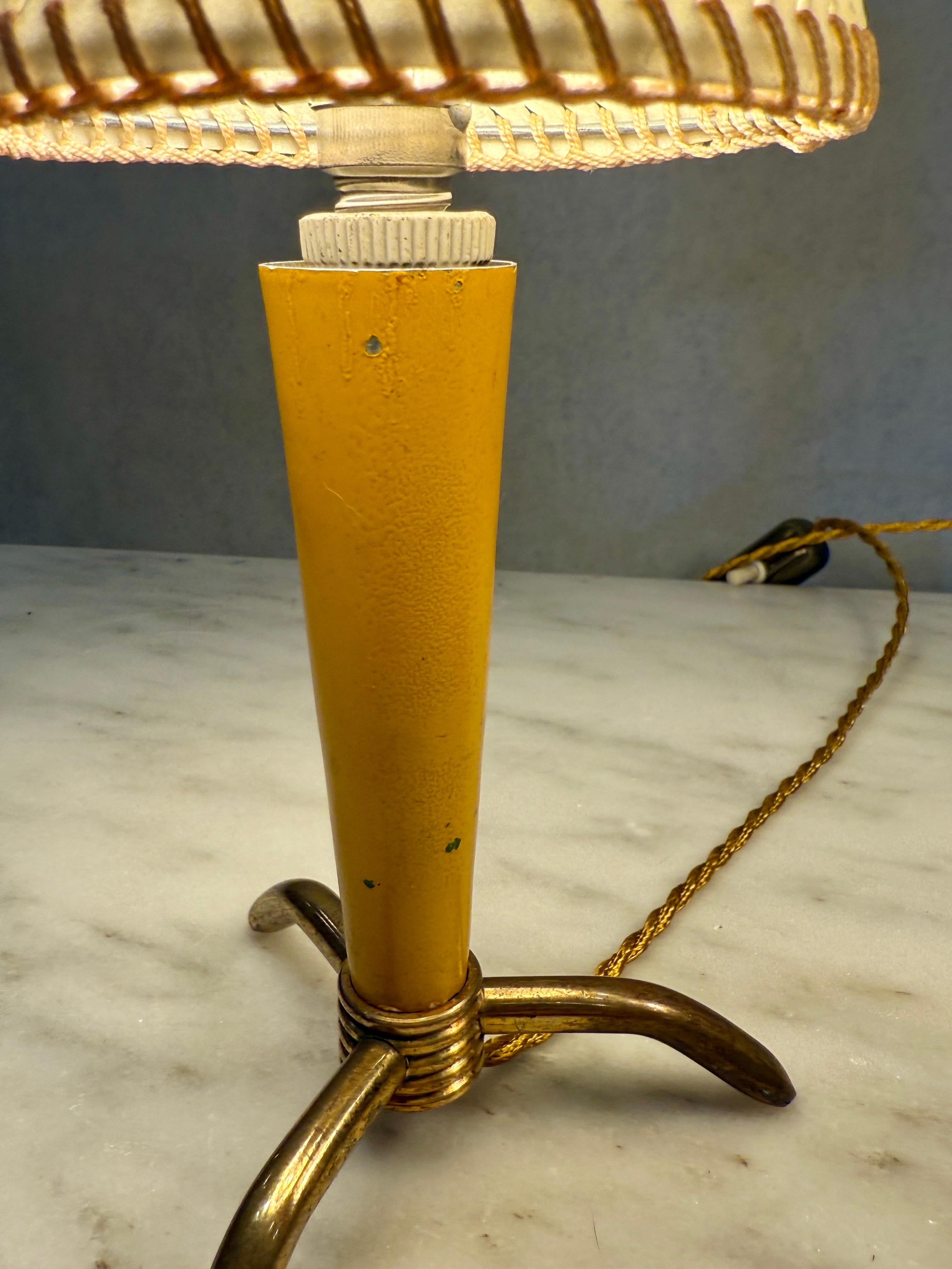 Italian Stilnovo Petite Table Lamps w/ Hand-Stitched Parchment Shades, Pair For Sale