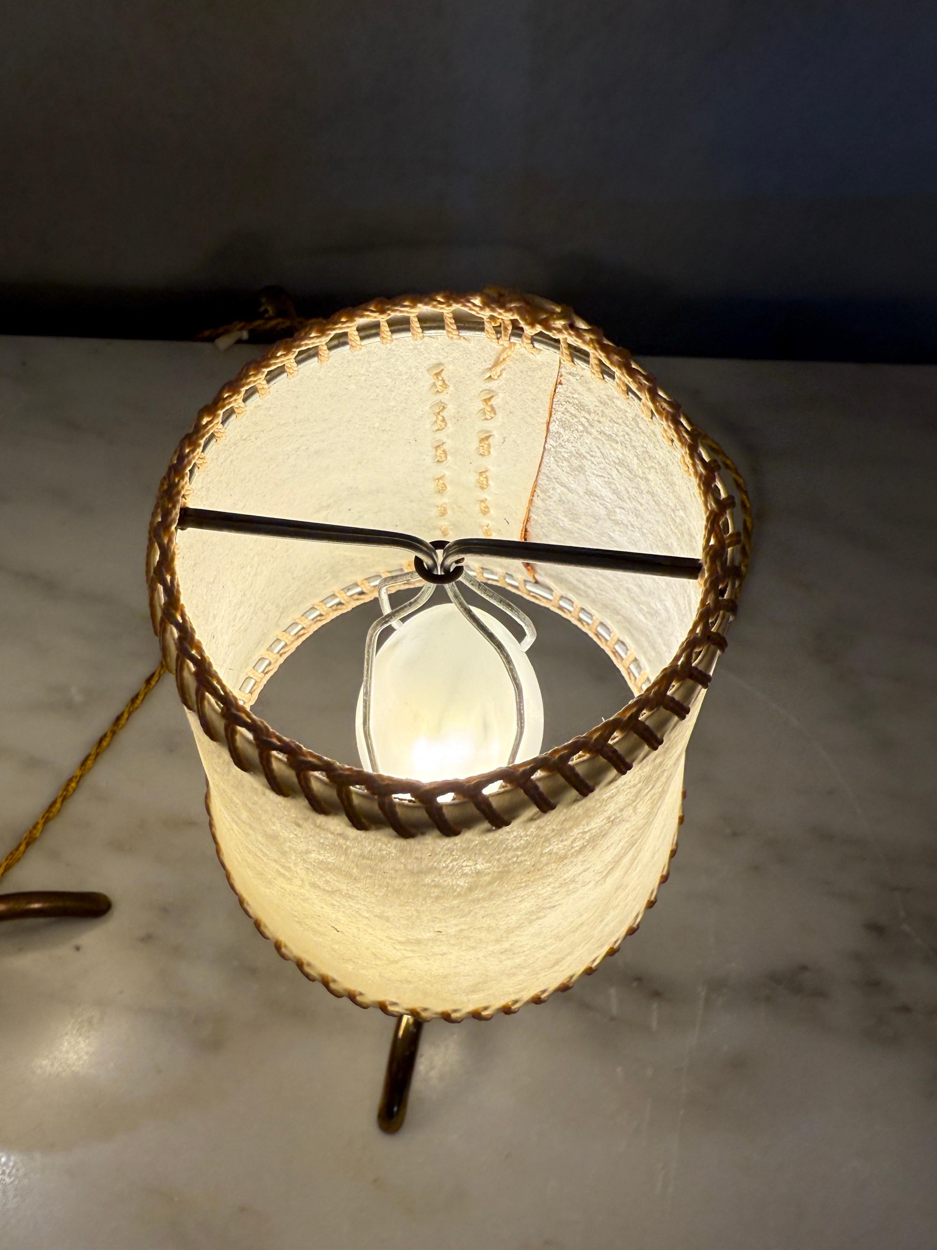 Mid-20th Century Stilnovo Petite Table Lamps w/ Hand-Stitched Parchment Shades, Pair For Sale