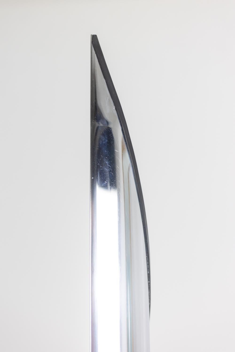 French Stilnovo. Polished stainless steel floor lamp. 1970s. LS5913589A For Sale
