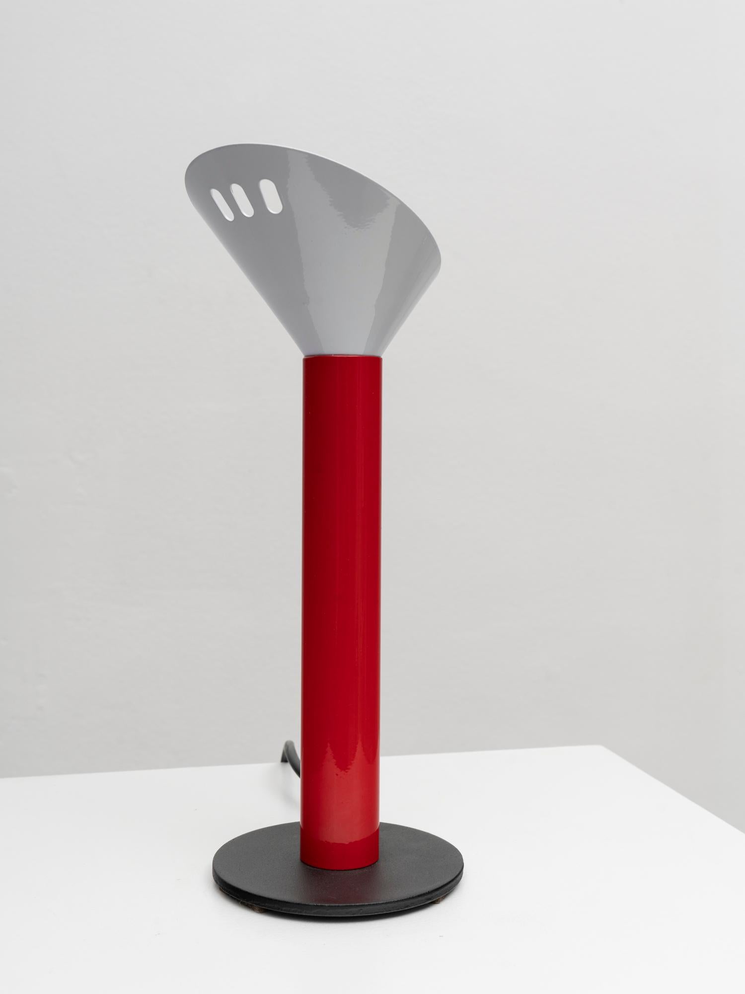 Post-Modern Stilnovo Postmodern Red and White Table Lamp, 1980s For Sale