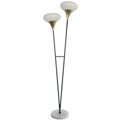 Stilnovo Production, Marble and Brass Floor Lamp