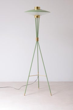 Stilnovo rare floor lamp in light green lacquered metal