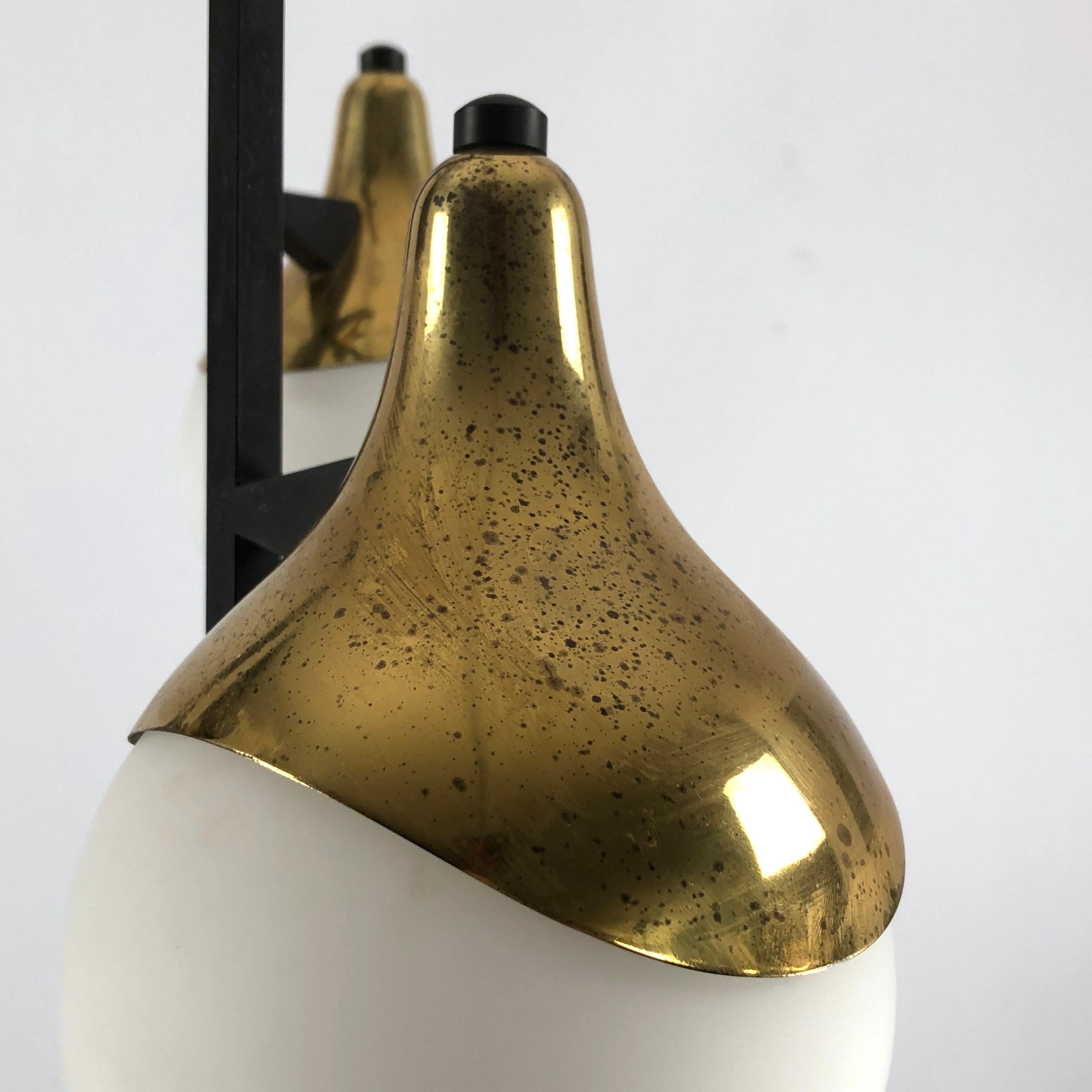 Stilnovo, Rare Mid-Century Three Arms Brass Chandelier 4