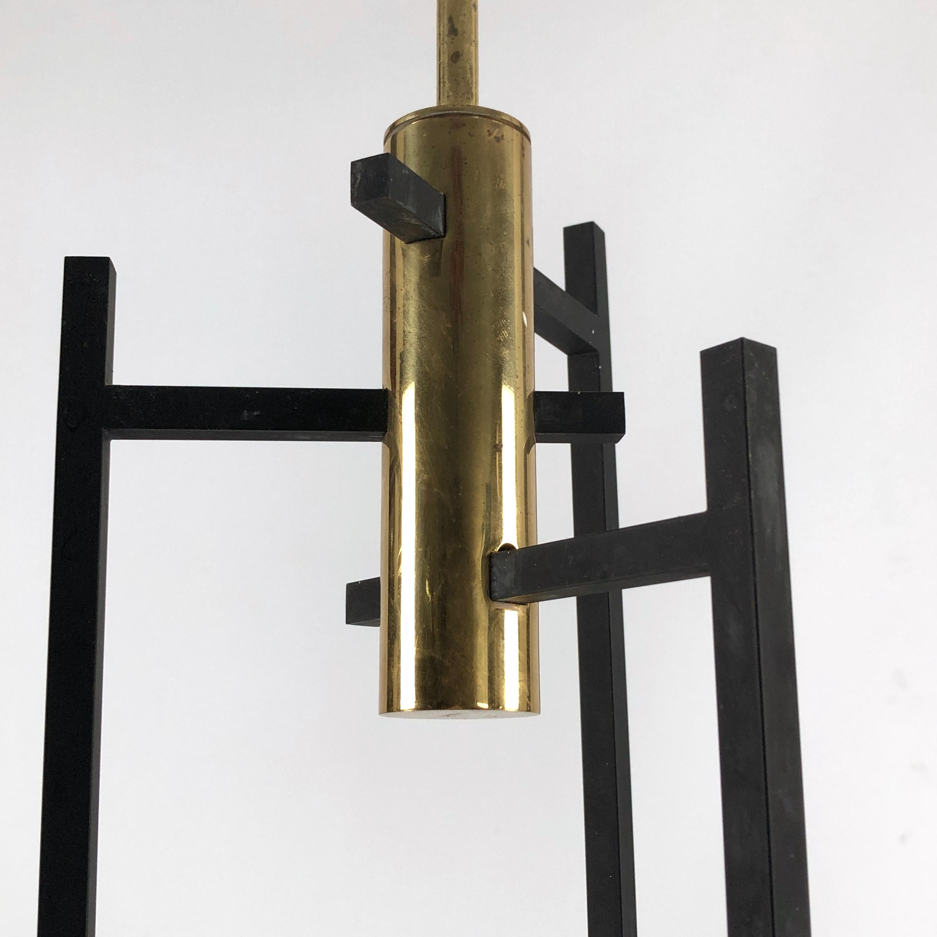 Stilnovo, Rare Mid-Century Three Arms Brass Chandelier 3