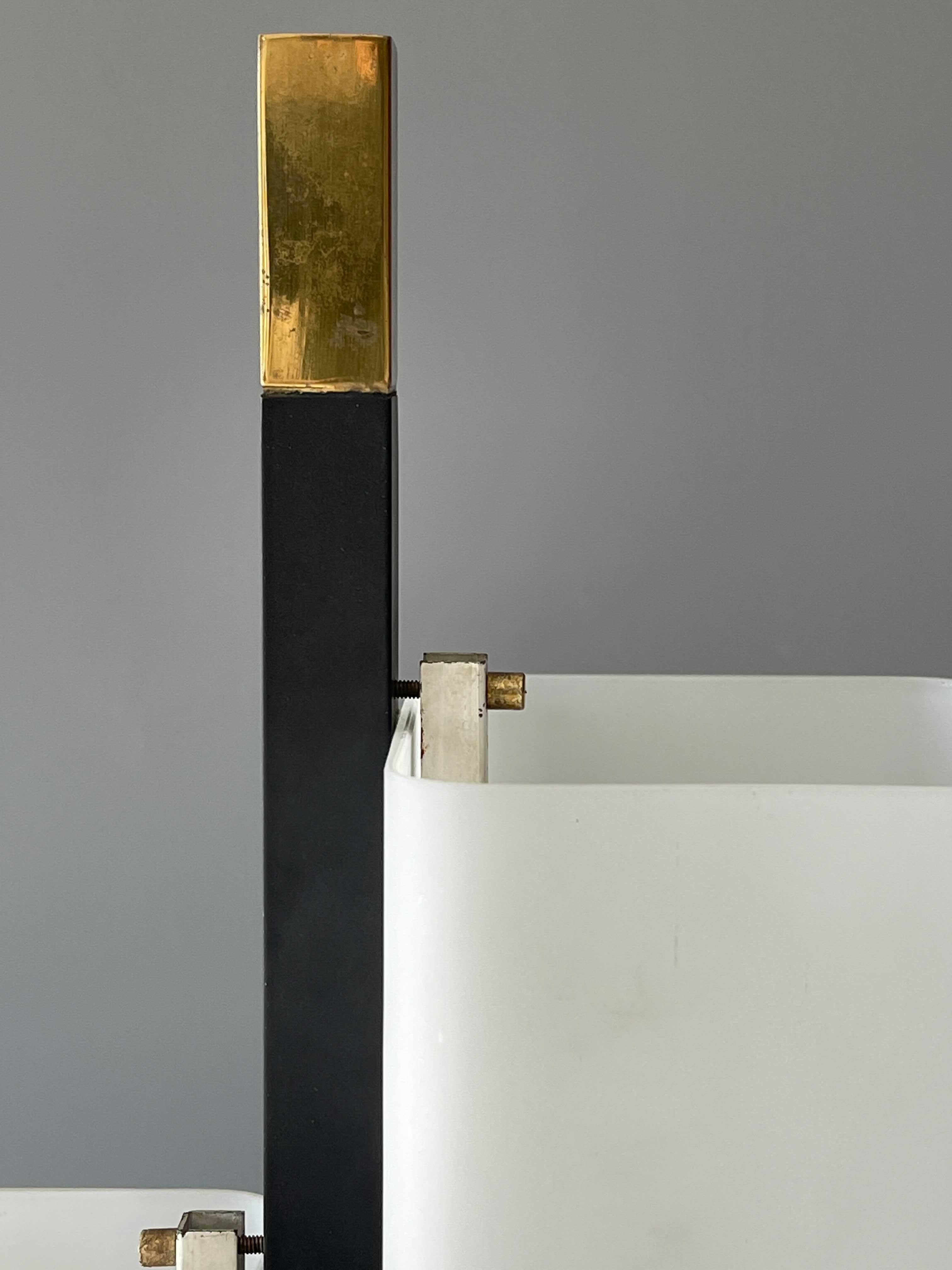 Mid-20th Century Stilnovo, Rare Modernist Floor Lamp, Marble, Acrylic, Brass, Metal, Italy, 1950s