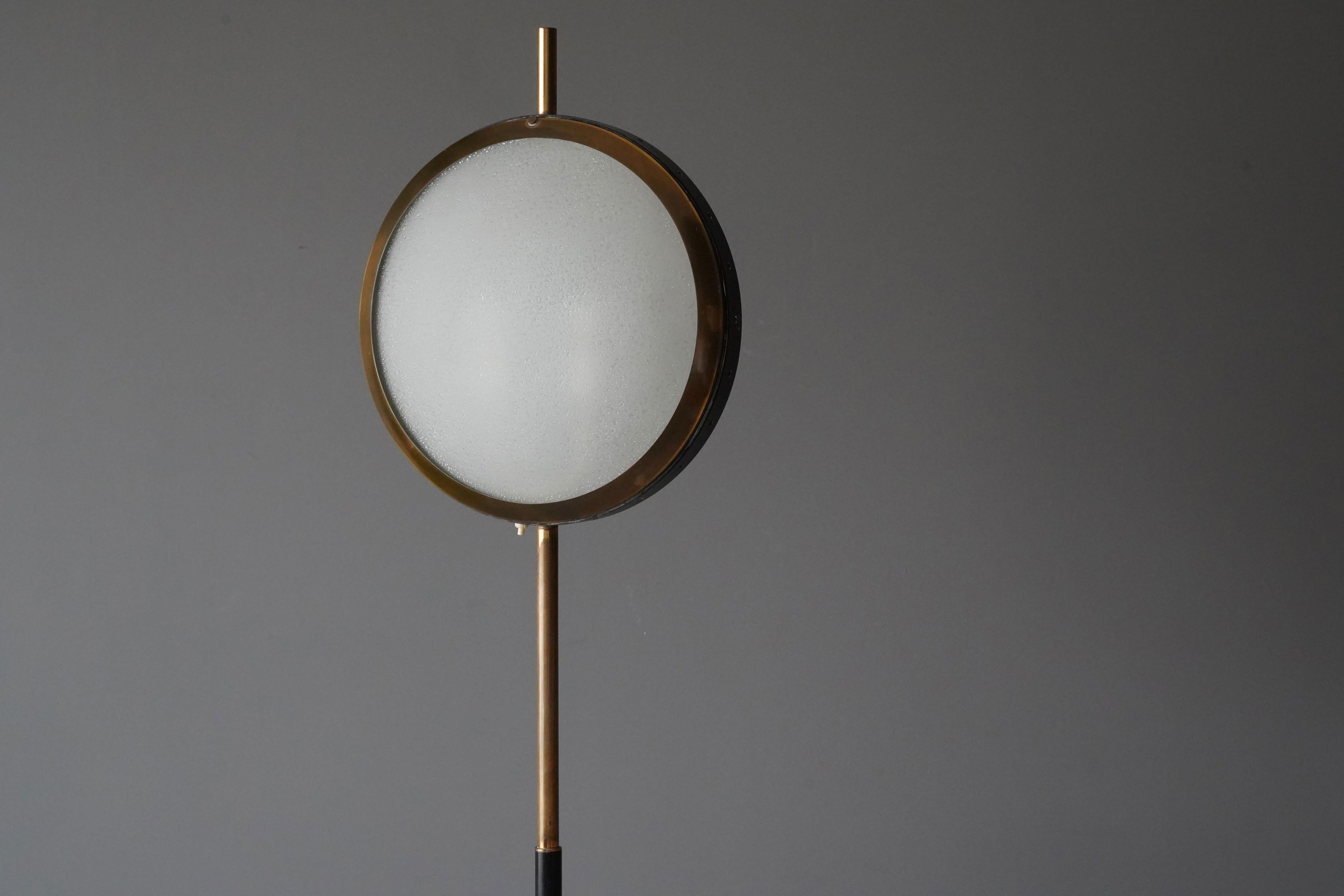 Stilnovo, Rare Modernist Floor Lamp, Marble, Glass, Brass, Metal, Italy, 1950s In Good Condition In High Point, NC