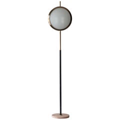 Stilnovo, Rare Modernist Floor Lamp, Marble, Glass, Brass, Metal, Italy, 1950s