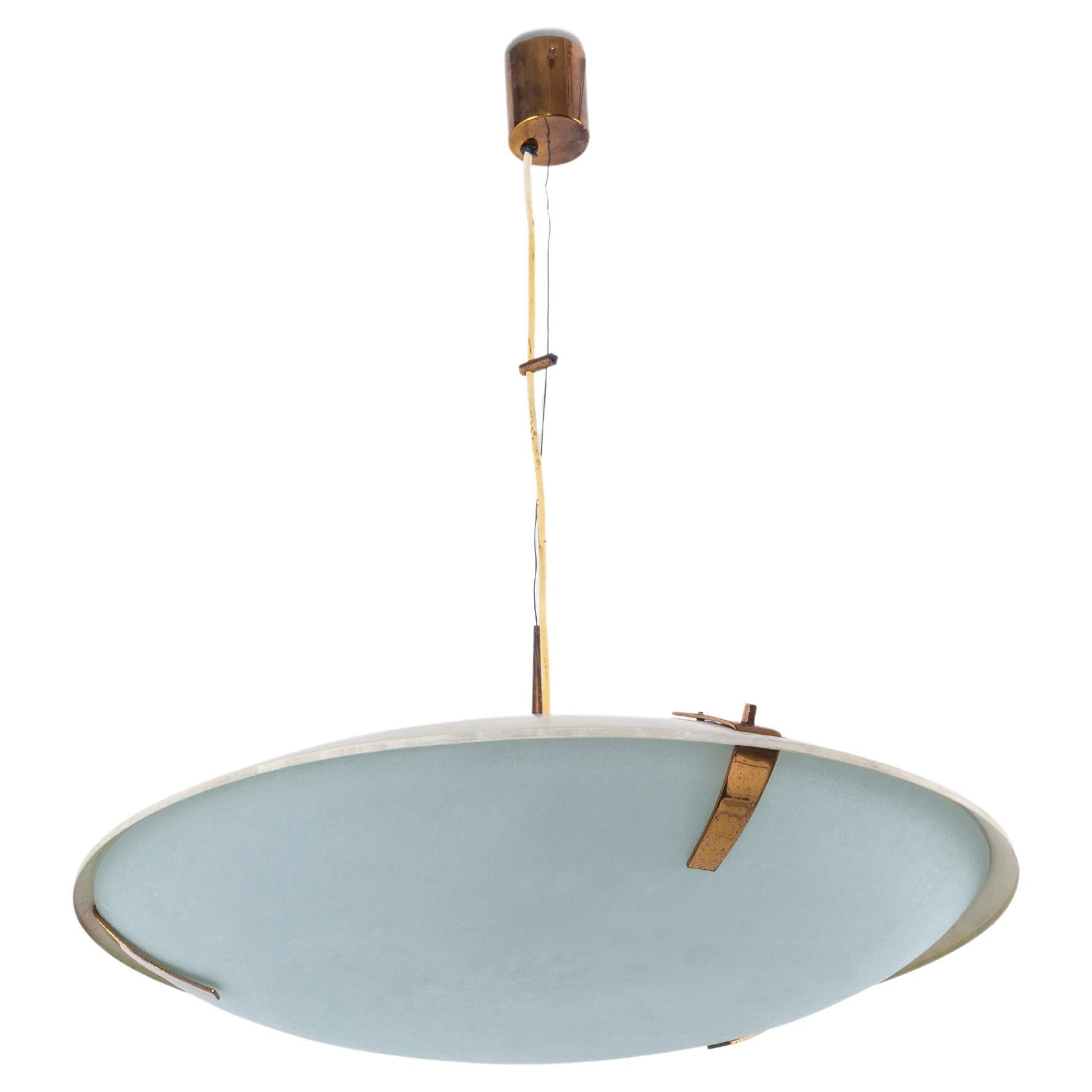 Stilnovo Rare suspension en métal laiton et verre, Circa Design italien 1960 circa