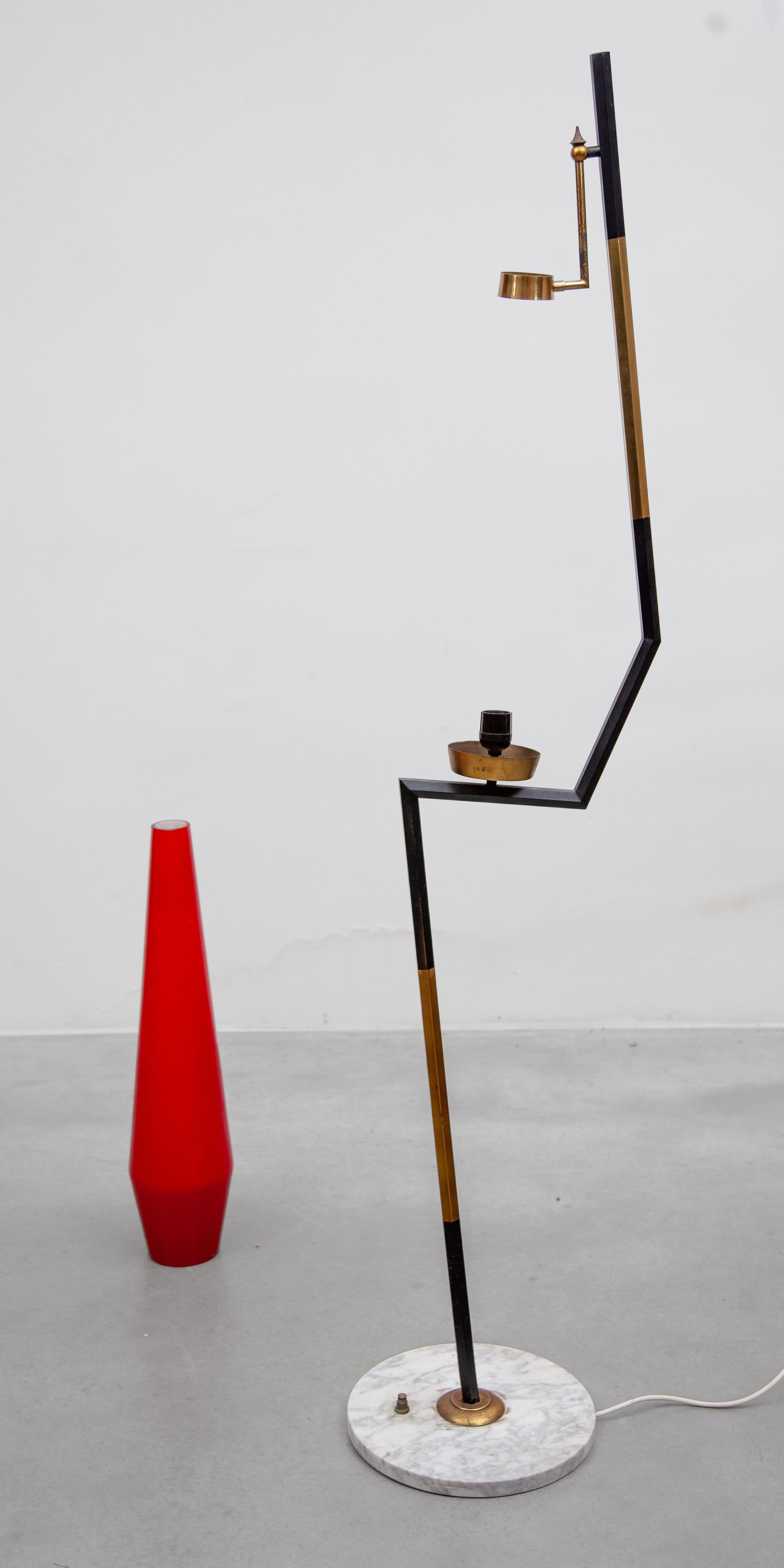 Attributed to Stilnovo Red Glass Shade Floor Lamp, 1960 designed by Vistosi For Sale 4
