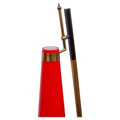Attributed to Stilnovo Red Glass Shade Floor Lamp, 1960 designed by Vistosi